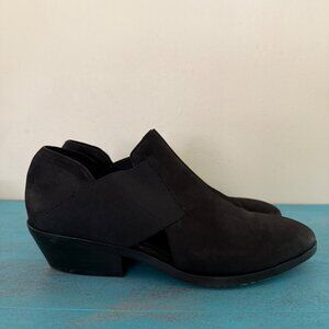 Eileen Fisher Walt Black Leather Cross Strap Ankle Boots Size 8
